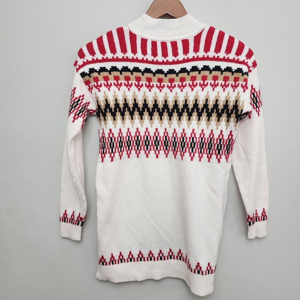 NEW LOFT ANN TAYLOR PETITE‎ FAIR ISLE MOCK NECK TUNIC SWEATER TOP SIZE SP Small - Picture 3 of 9